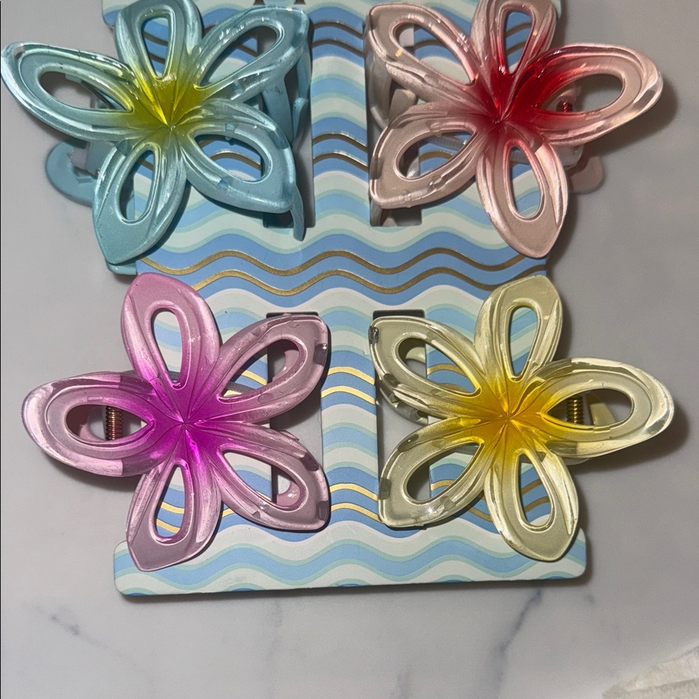 Colorful Flower Hair Clips - Set of 4